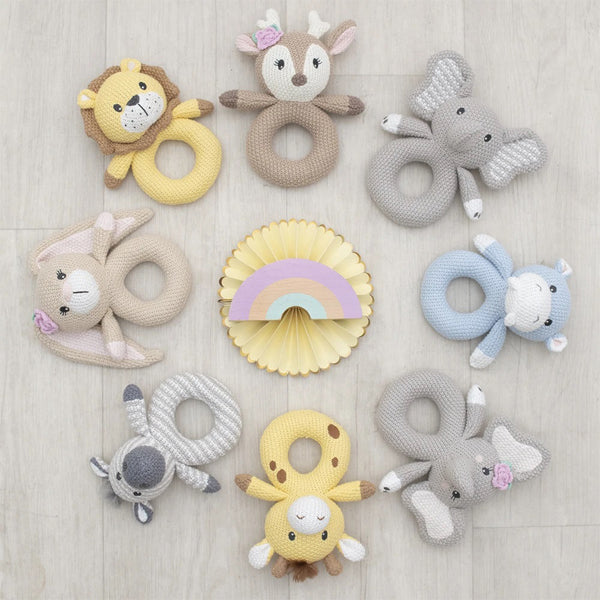 Whimsical Animal Knitted Baby Rattles 