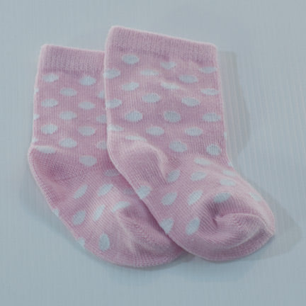 pink spotty newborn baby socks