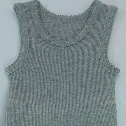 grey neutral coloured baby singlet for girl or boy