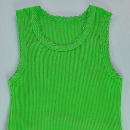 neutral gender baby singlet lime green