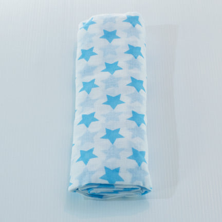 muslin baby wrap star design baby blue