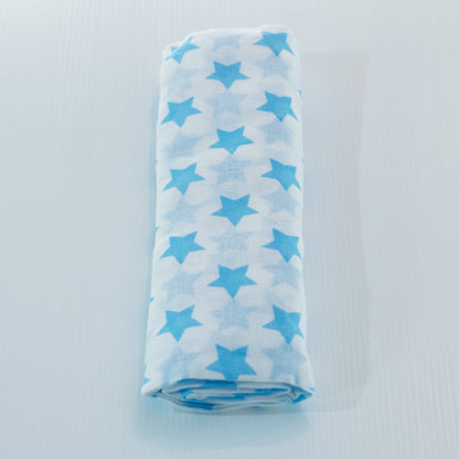 muslin baby wrap star design baby blue