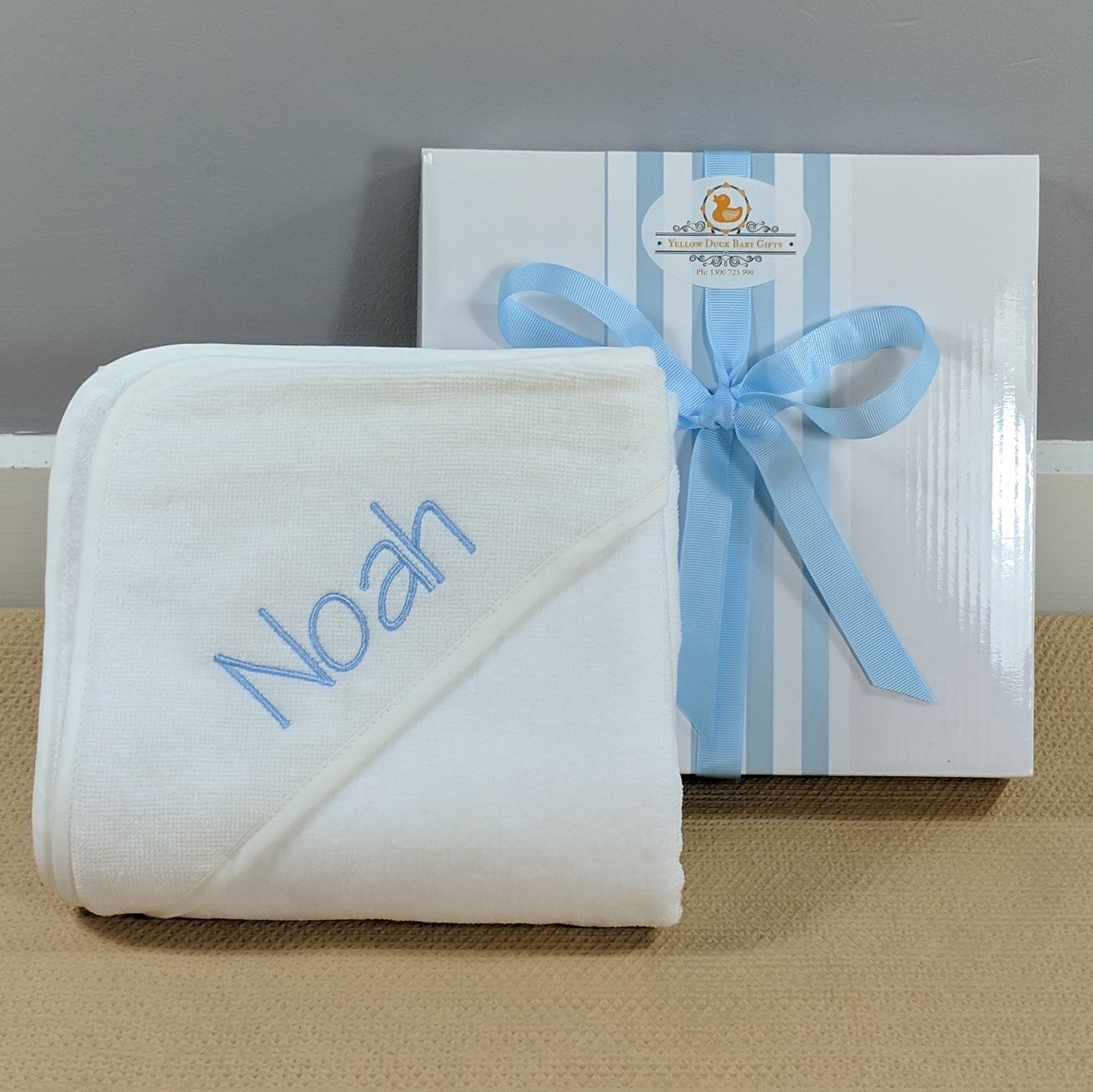 boys personalised hooded baby towel