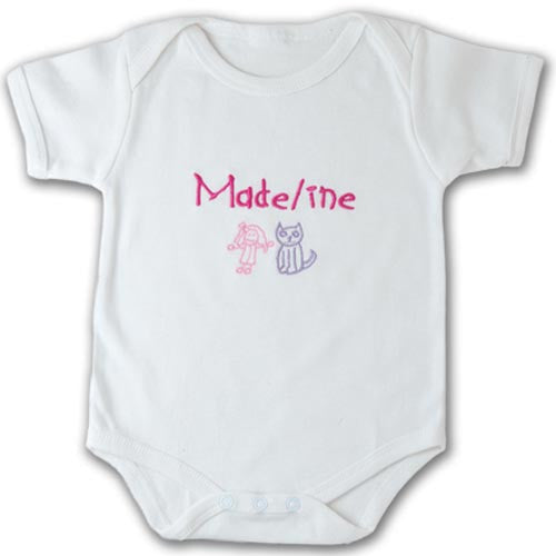 personalised girls body suit with stick figure design
