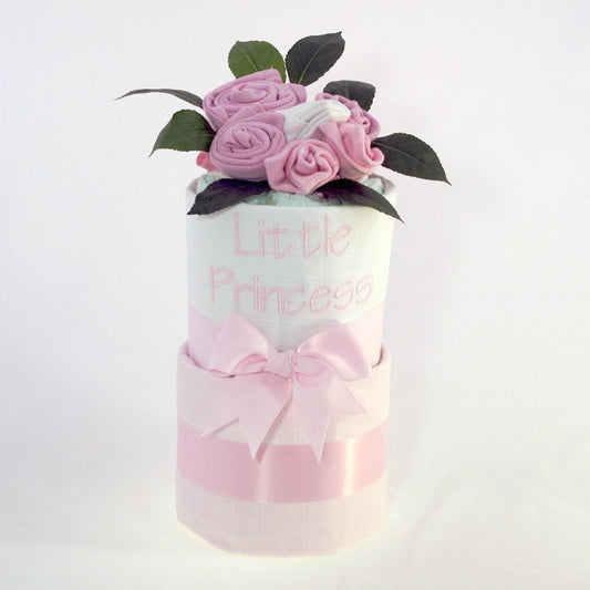 little princess two tier nappy cake baby girl gift