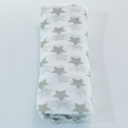 neutral gender muslin baby swaddle silver star pattern