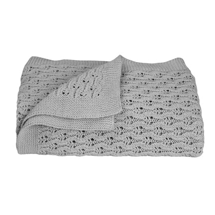 Baby Blanket Knitted Neutral Grey