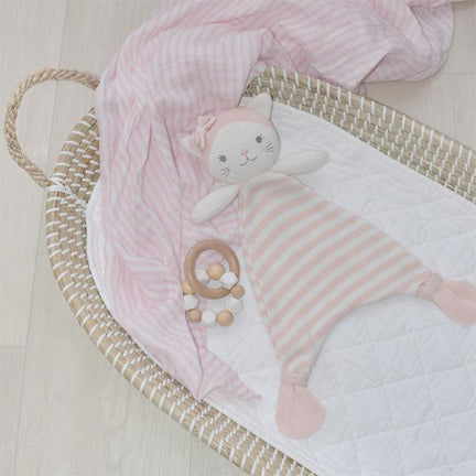 Knitted Baby Security Blanket 100% Cotton Kitten 