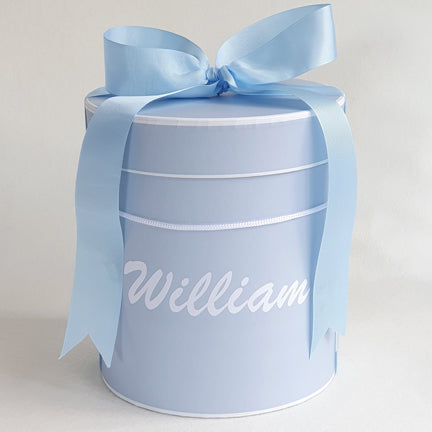 Personalised Baby Gift Box Hat Box Blue