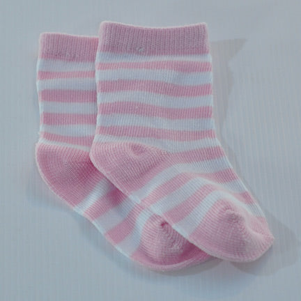pink stripe newborn baby socks