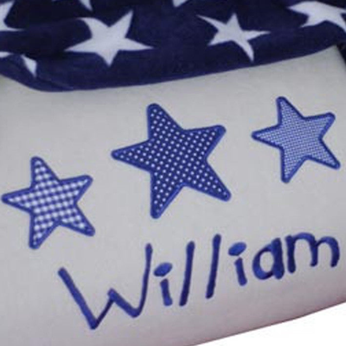 personalised baby blanket hamper star design navy blue