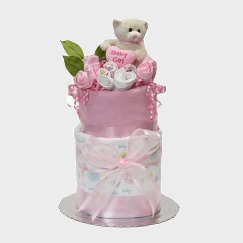nappy cake for baby girl two tier newborn baby gift