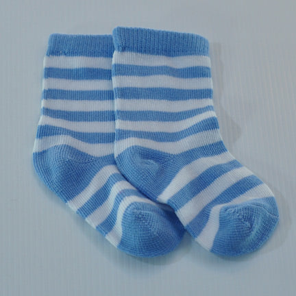 blue stripe newborn baby socks