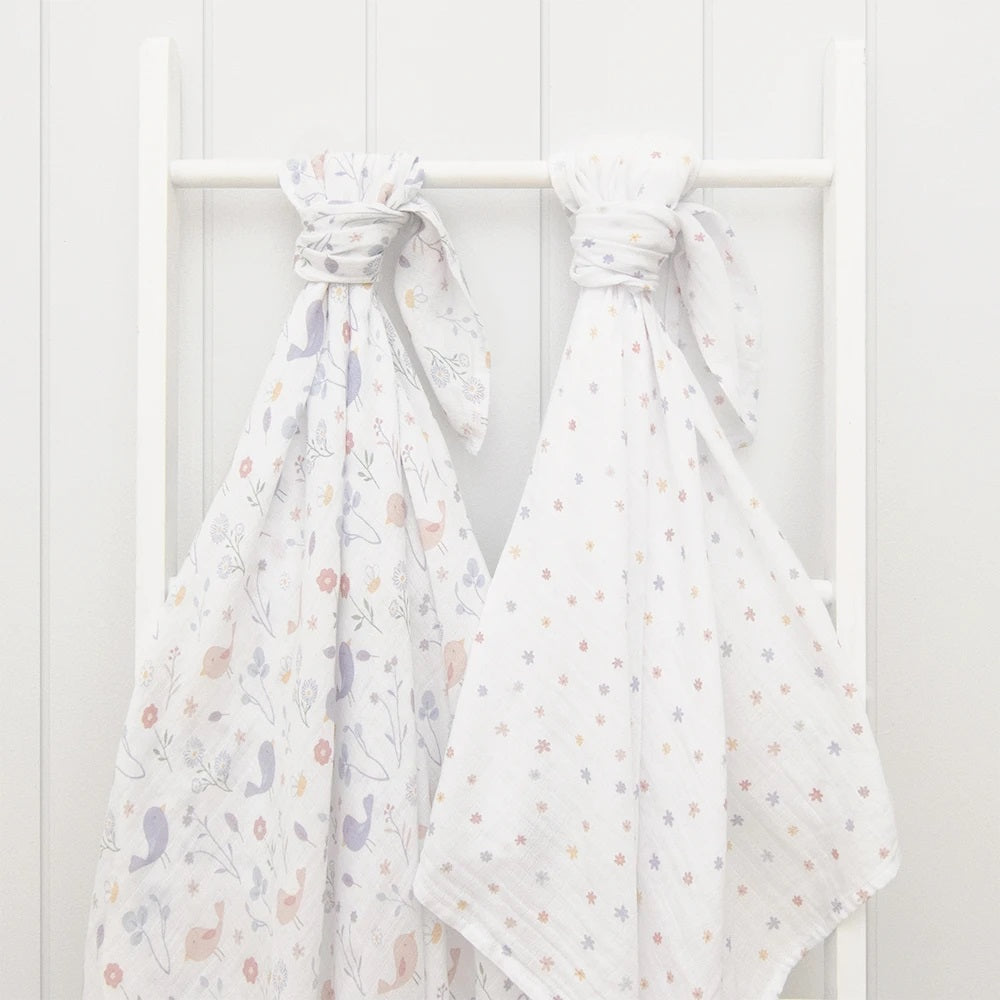 Sweet Tweets 100% cotton Muslin Wrap Set Baby Girl Swaddles 